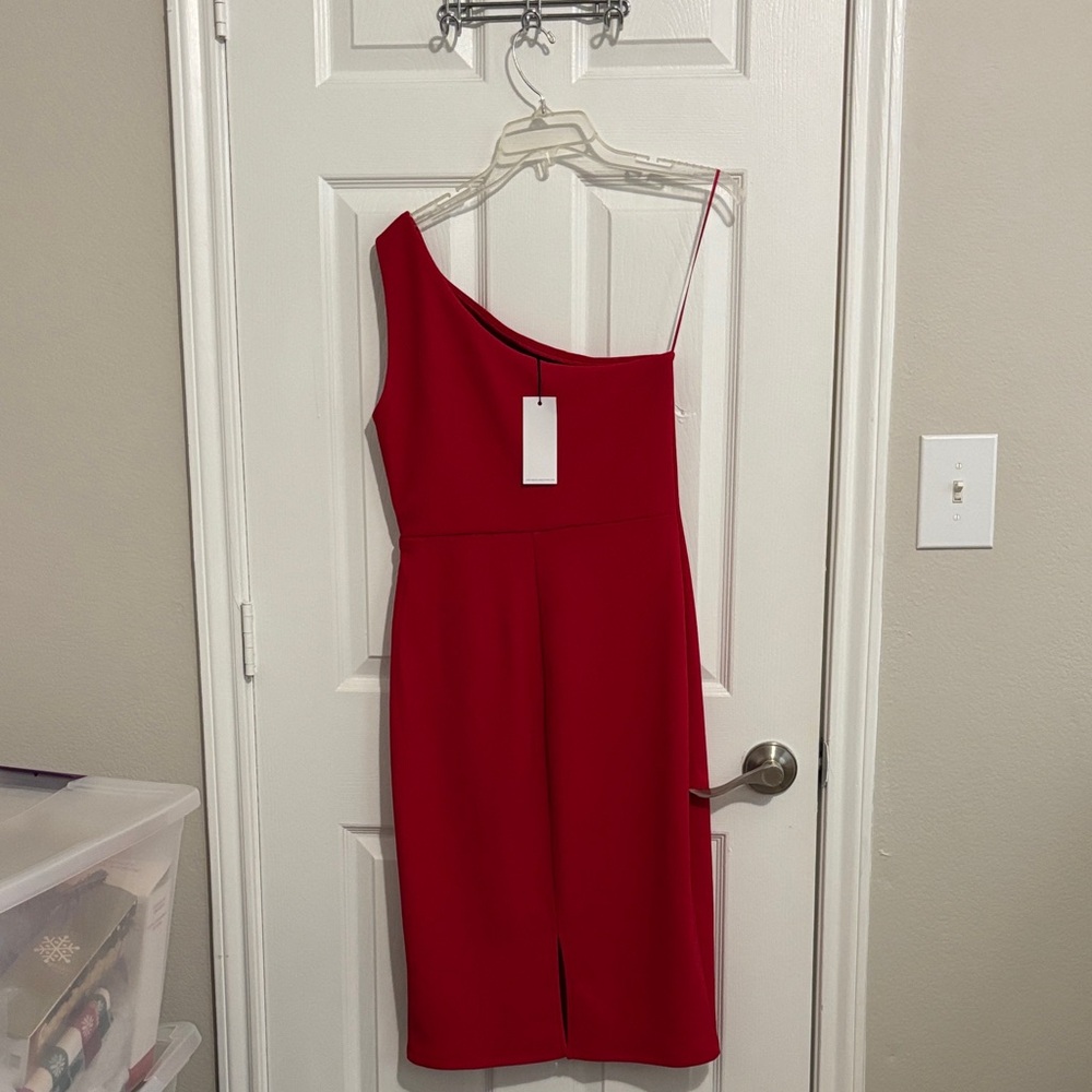 Socialite One-Shoulder Red Dress